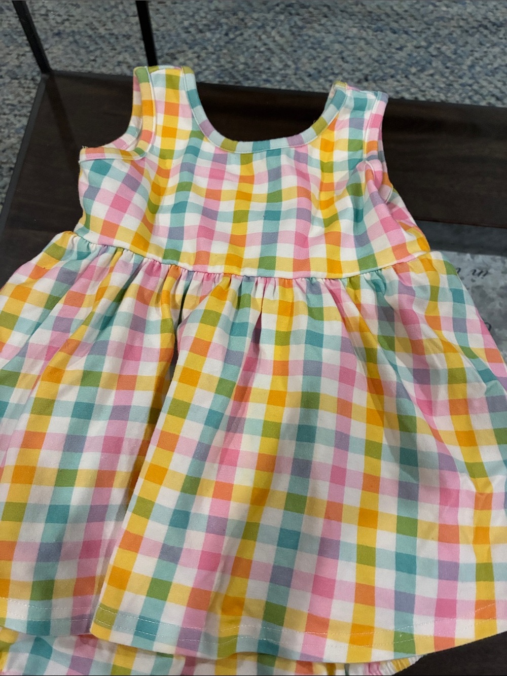 Girls Multicolor Gingham Tank One-Piece Bodysuit